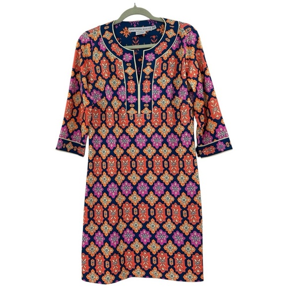 GRETCHEN SCOTT-Split Neck Print Dress Size Medium - Picture 2 of 5